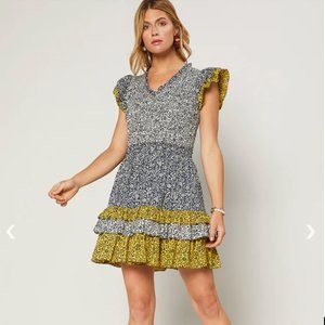 Current Air Los Angeles Multi Floral Tiered Dress